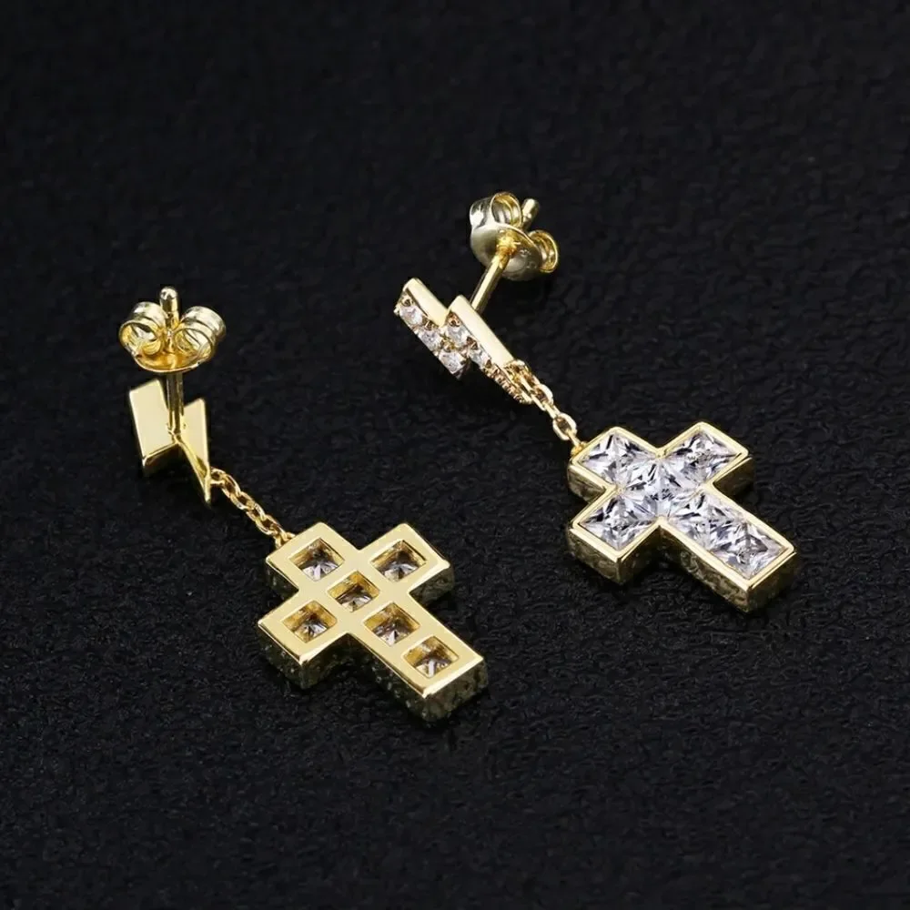 Lightning Cross Diamond Earrings